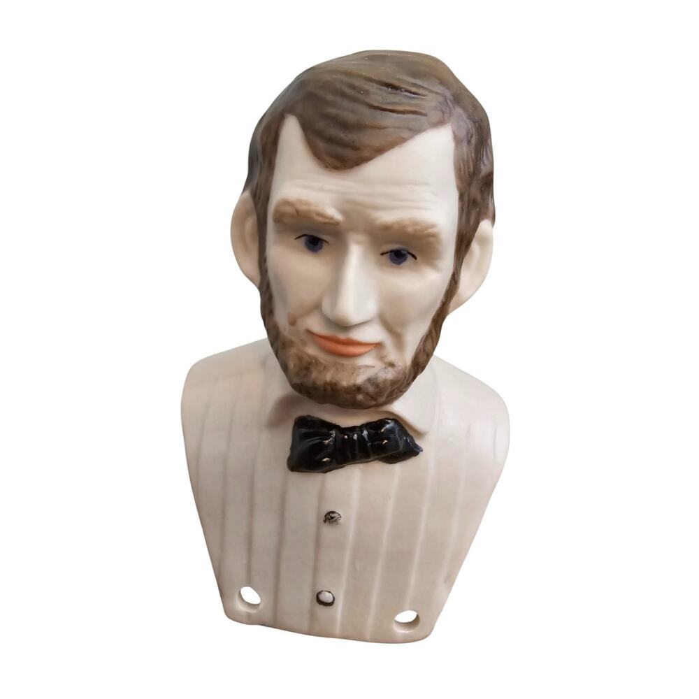 Vintage Hand Painted Bisque Doll Bust Head Germany Man Abraham Lincoln